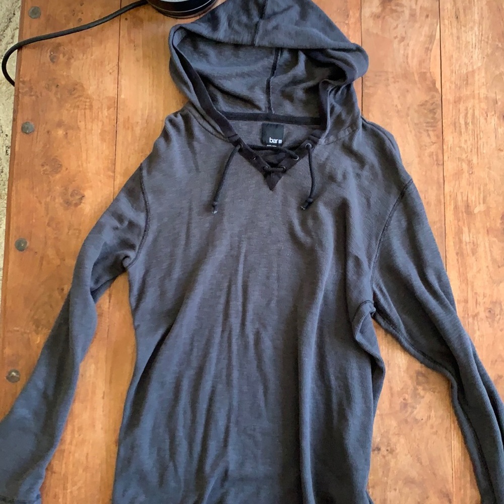 NWOT Bar III waffle hoodie. Grey Large 100% cotton